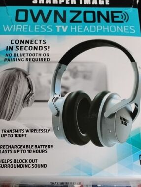 Sharper Image Silver and Black OWNZONE Wireless TV Headphones